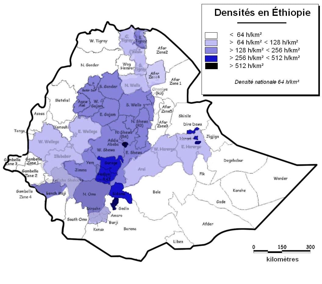 Ethiopia wiani idadi ya watu ramani