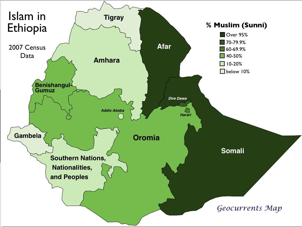 ramani ya Ethiopia makabila
