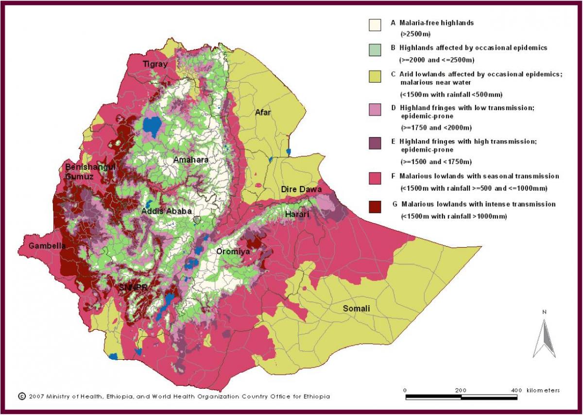 ramani ya Ethiopia malaria