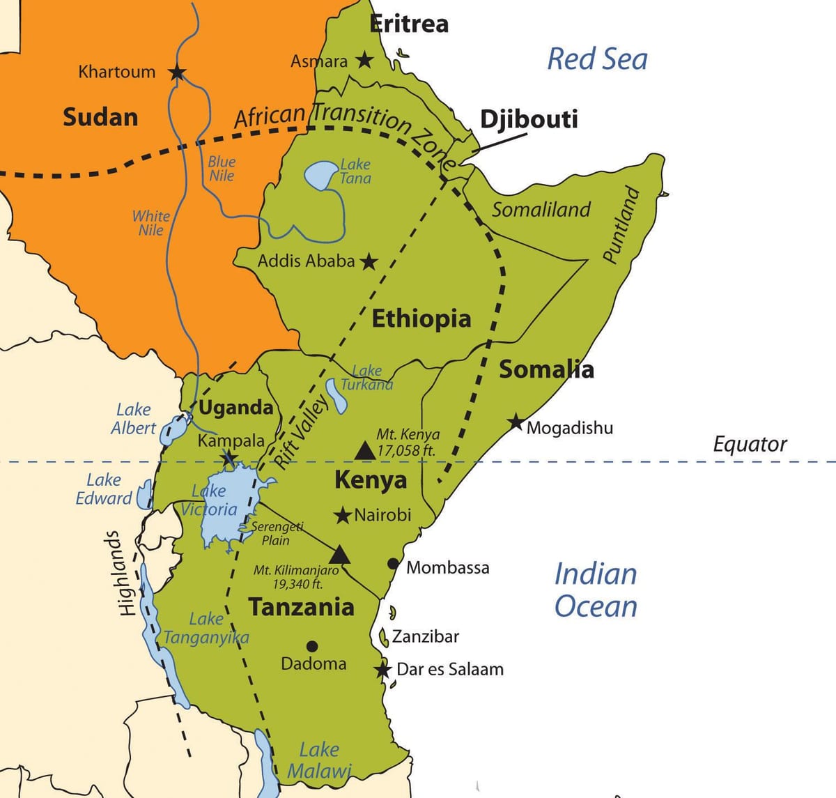 ramani ya Ethiopia plateau afrika