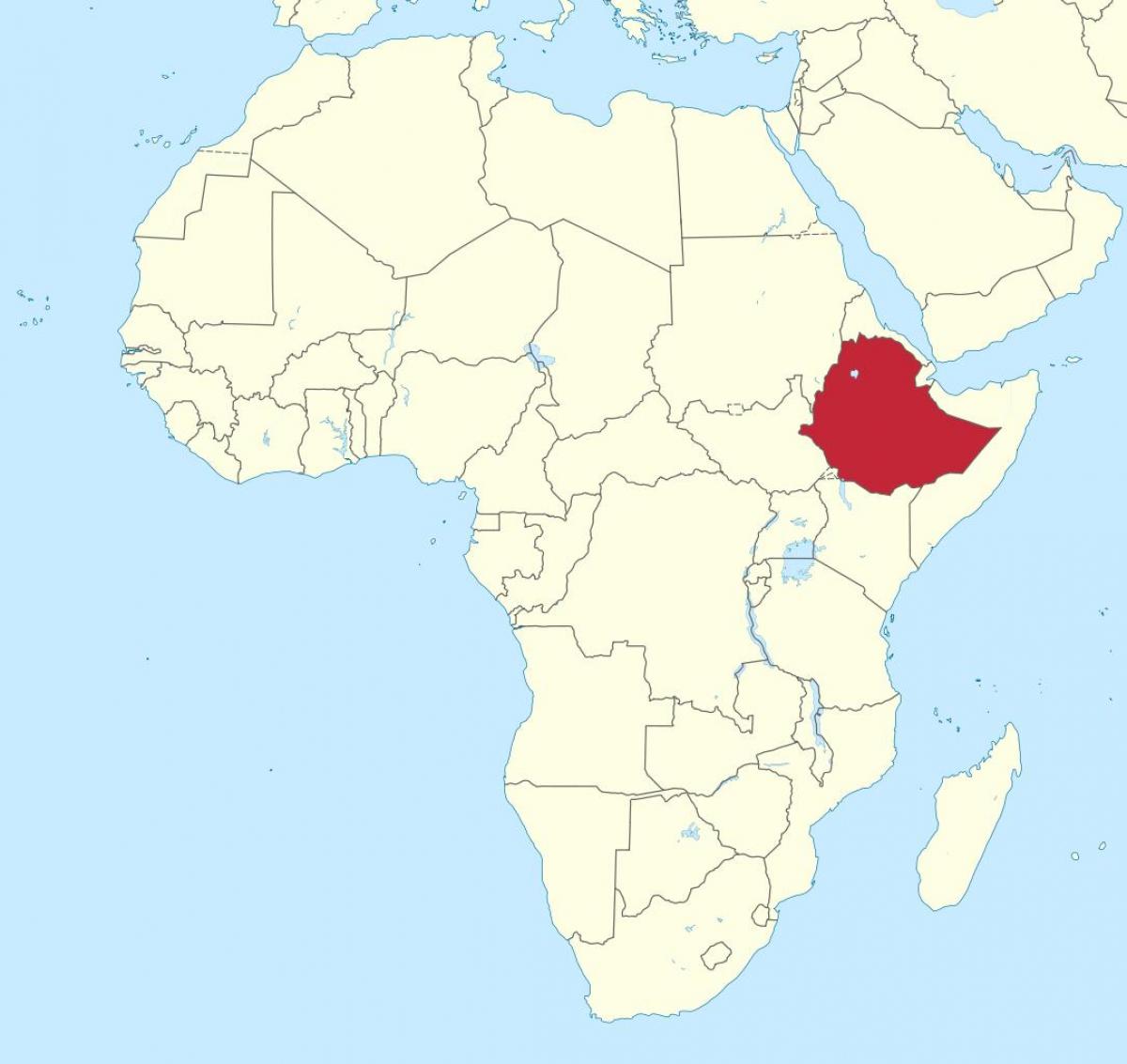 ramani ya afrika kuonyesha Ethiopia