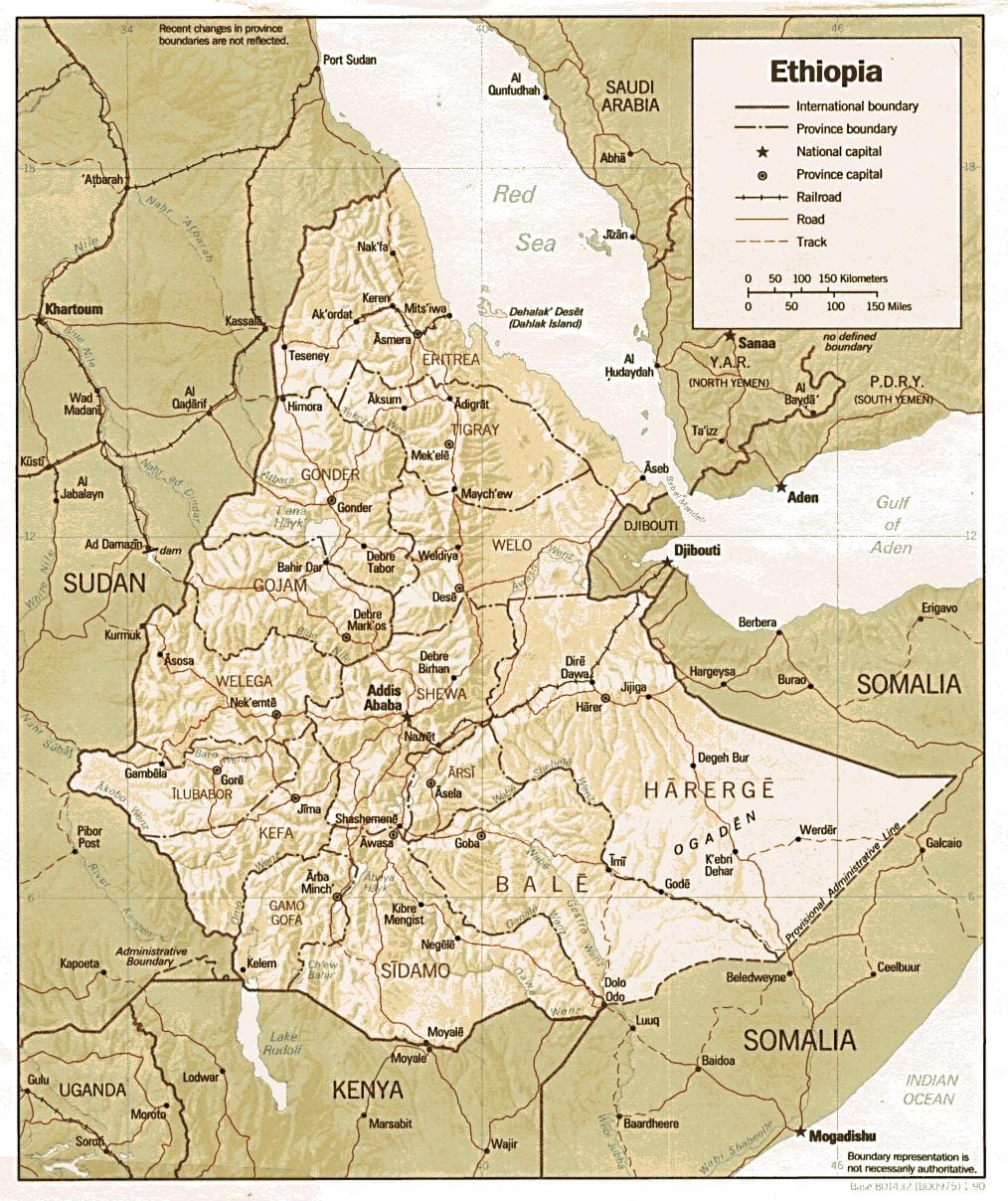 ramani ya Ethiopia ramani ya zamani