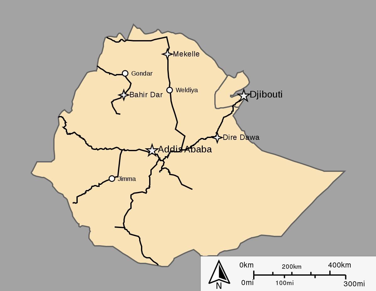 ramani ya Ethiopia treni