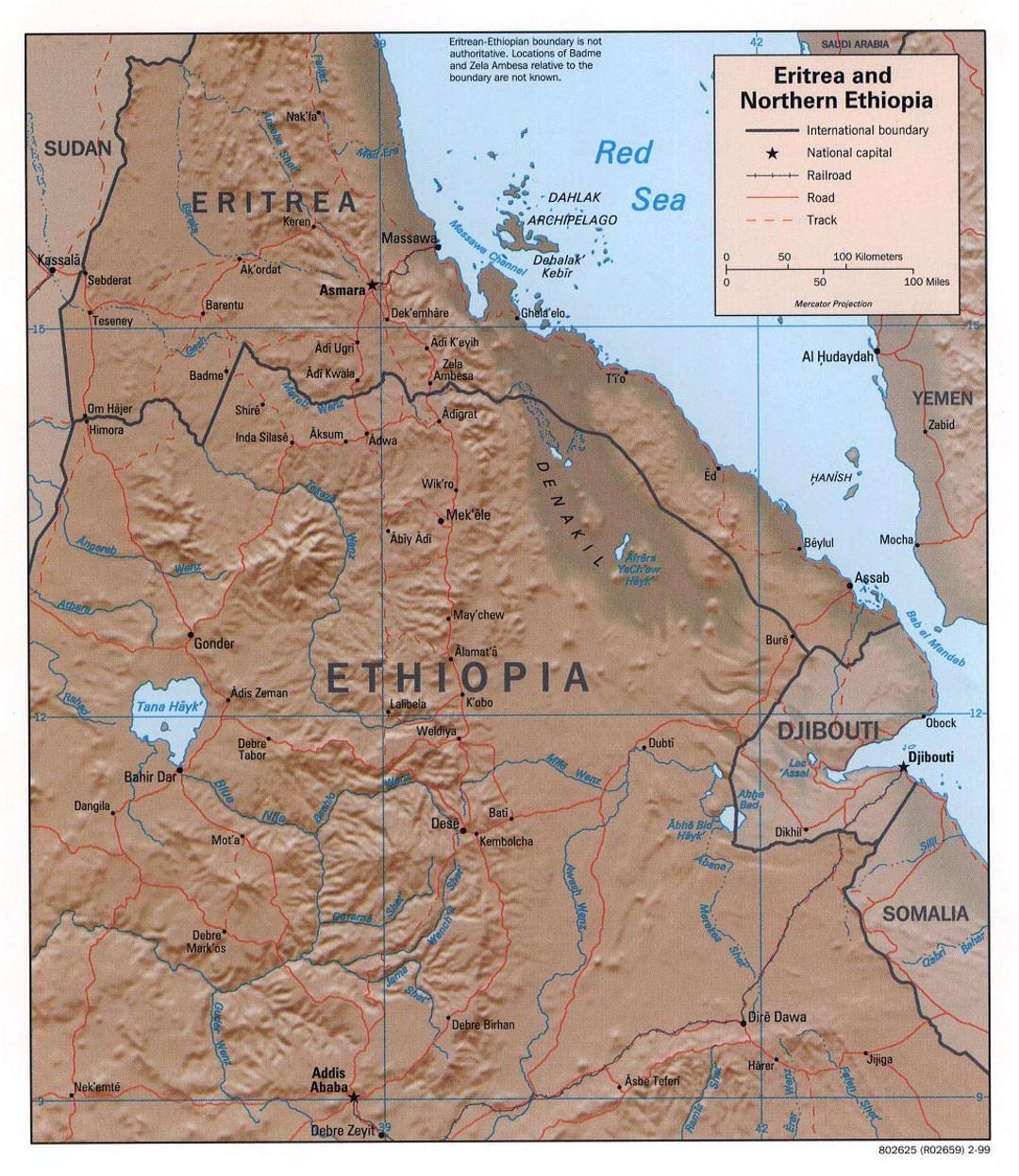 ramani ya kaskazini mwa Ethiopia