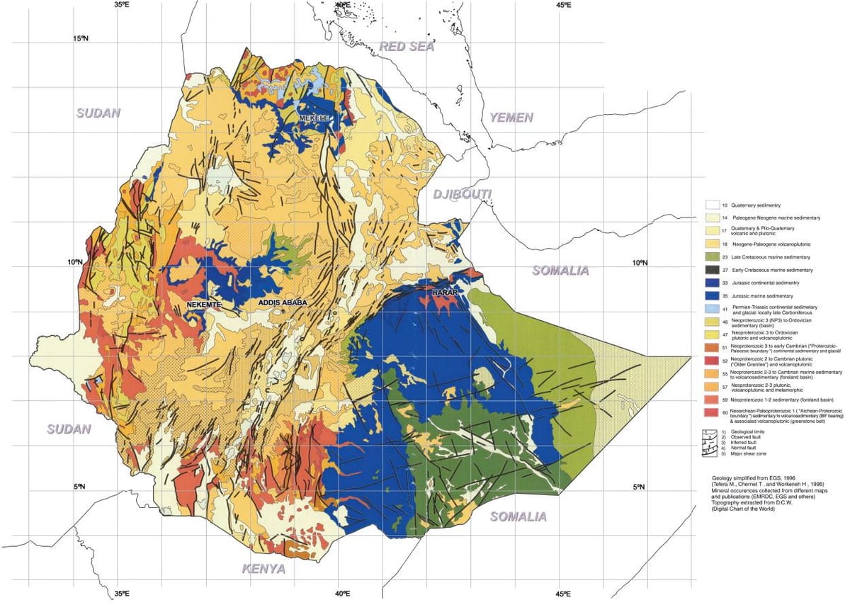 ramani ya kijiolojia ramani ya Ethiopia