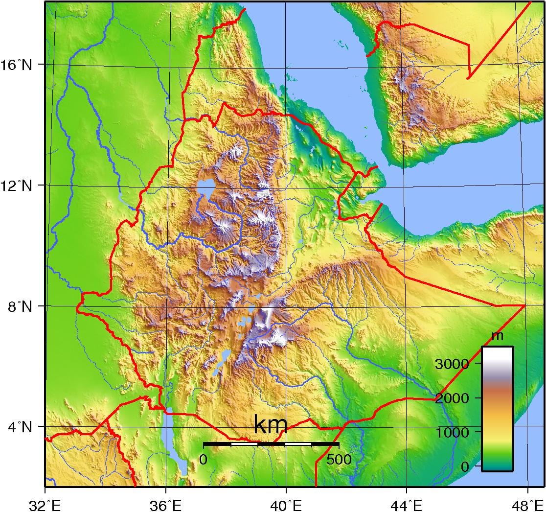 Ethiopia topographic ramani