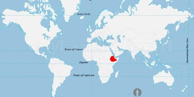 Ramani ya Ethiopia eneo juu ya dunia
