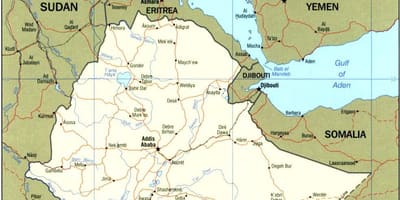 Ramani ya Ethiopia na nchi jirani