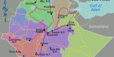 Ethiopia vivutio vya utalii ramani