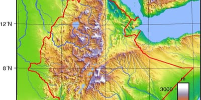 Ethiopia mwinuko ramani